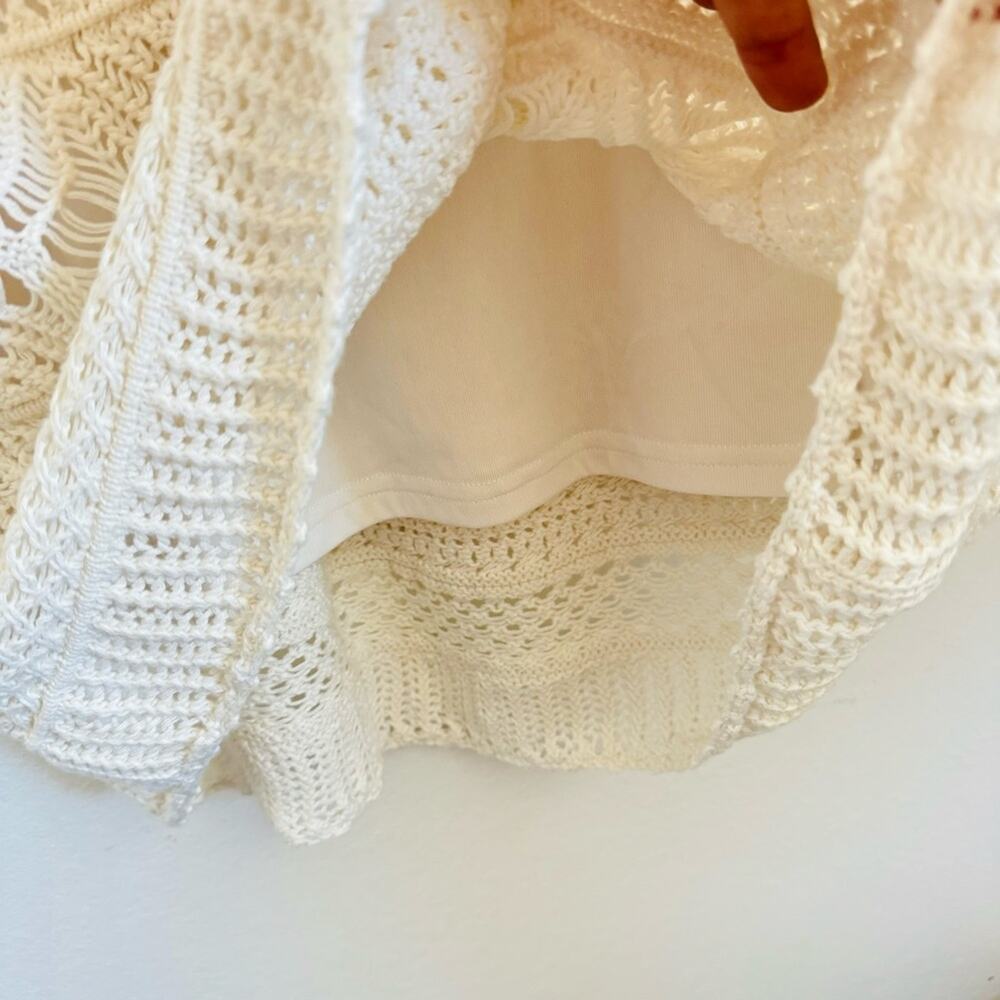 NEW ABERCROMBIE White Crochet Lace Cutout Tank Top Lace Mini Sweater Dress L - Picture 5 of 16